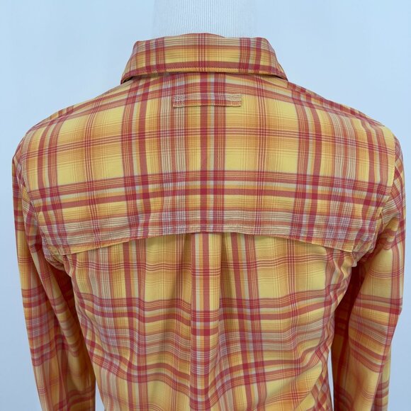 Duluth Trading Co. Womens Plaid Button-Down Shirt M Yellow/Red Long Sleeve - Picture 4 of 6